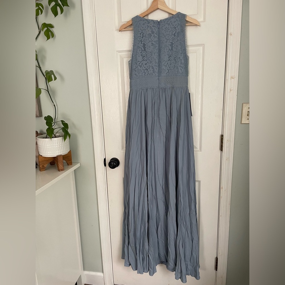 Azazie Blue Lace Maxi Dress - Picture 6 of 6